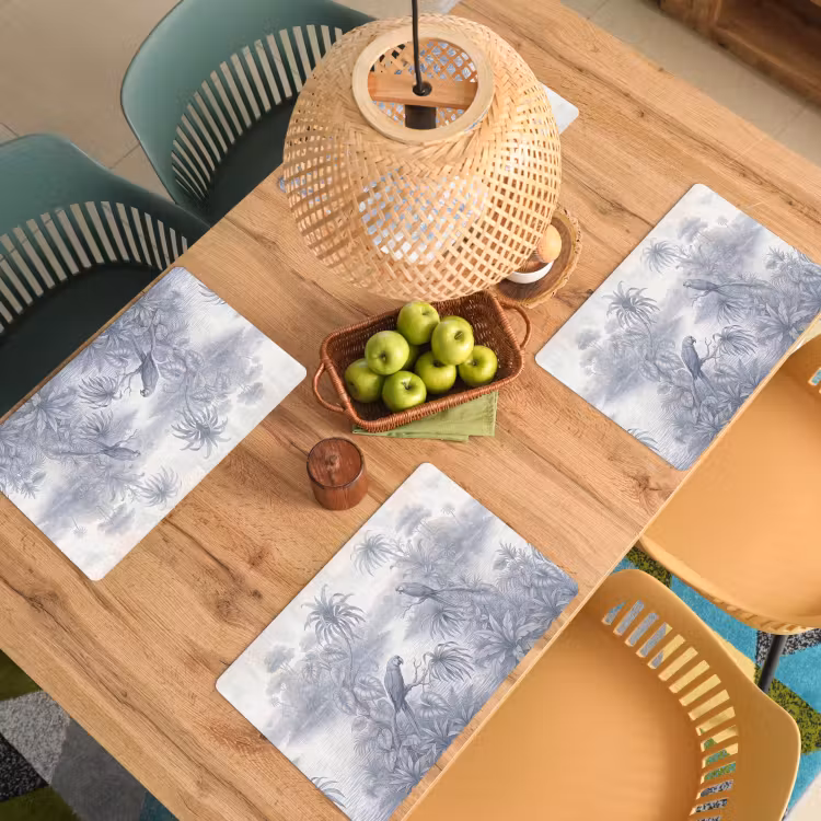 Vogel - Rivier - Tropisch - Illustratie - Blauw Placemat vinyl groot -zzsfeer5_Kitchenyeah-website