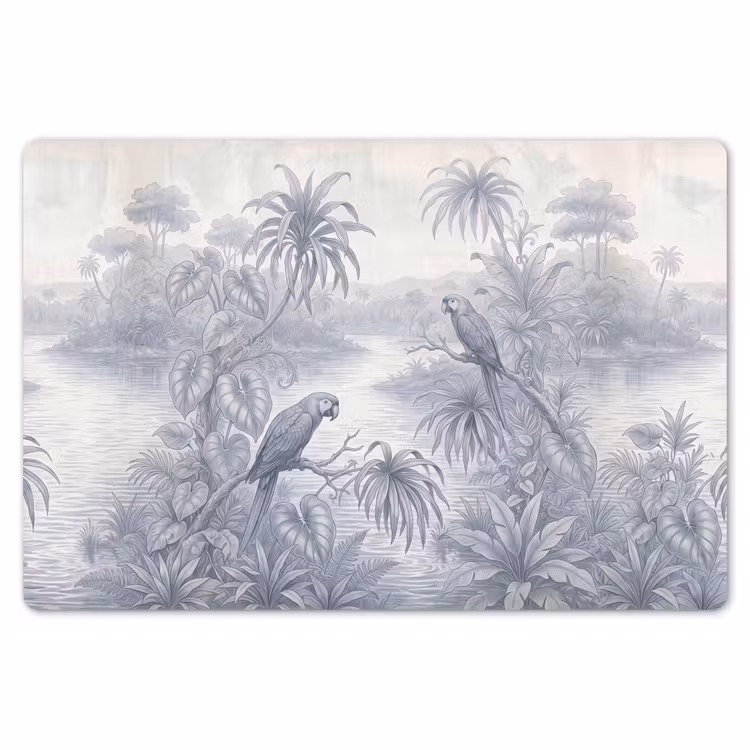 Vogel - Rivier - Tropisch - Illustratie - Blauw Placemat vinyl groot -zzsfeer1_Kitchenyeah-website