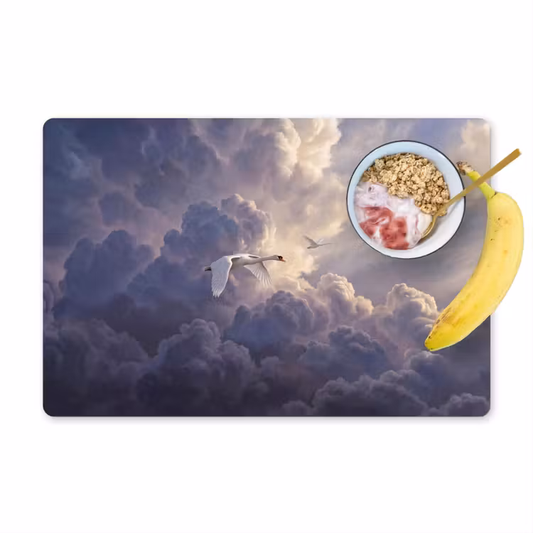 Vogel - Vliegend - Natuur - Wit - Wolken Placemat vinyl groot -zzzproduct_Kitchenyeah-website