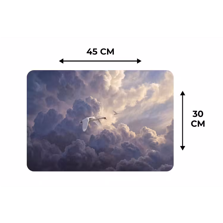 Vogel - Vliegend - Natuur - Wit - Wolken Placemat vinyl groot -specs