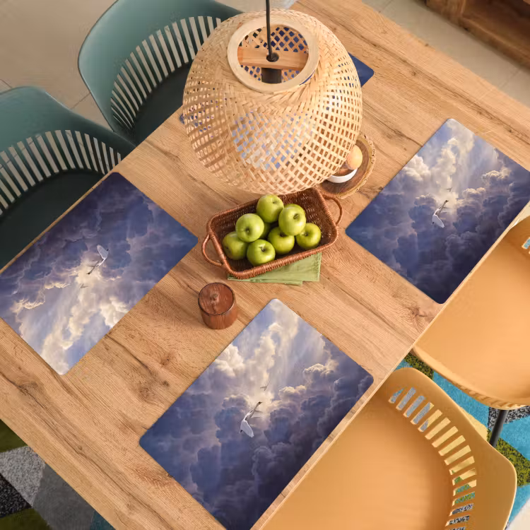 Vogel - Vliegend - Natuur - Wit - Wolken Placemat vinyl groot -zzsfeer5_Kitchenyeah-website