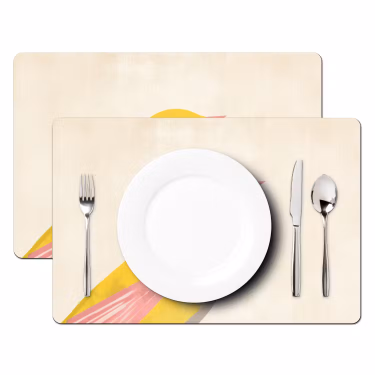 Vogel - Minimalistisch - Geel Placemat vinyl groot -zzsfeer2_Kitchenyeah-website