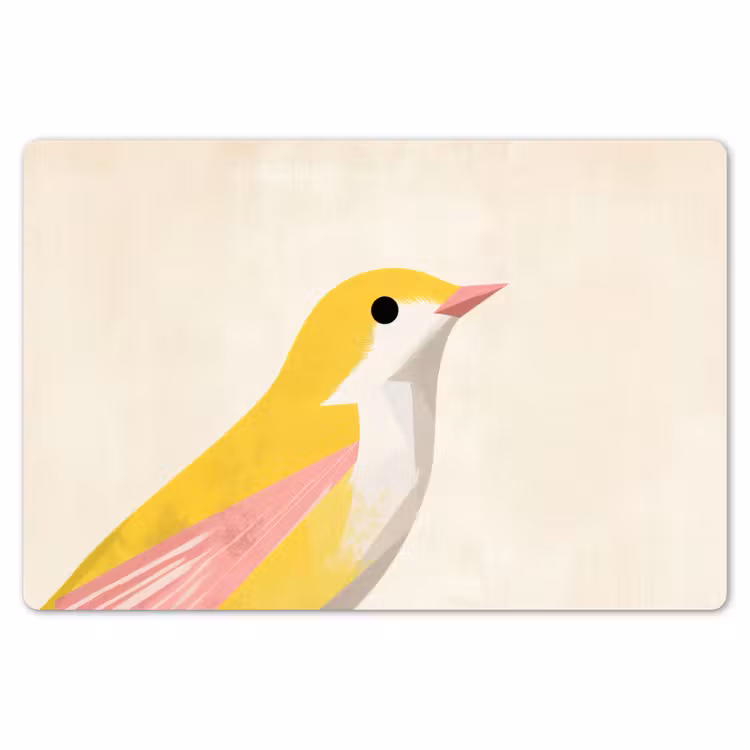 Vogel - Minimalistisch - Geel Placemat vinyl groot -zzsfeer1_Kitchenyeah-website