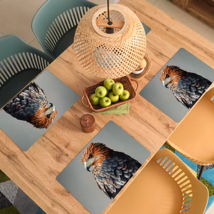 Vogel - Realistisch - Veren - Bruin Placemat vinyl groot -zzsfeer5_Kitchenyeah-website
