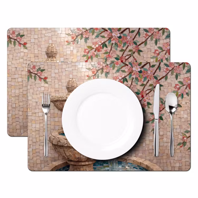 Vogel - fontein - mozaiek - kleurrijk - dieren Placemat vinyl groot -zzsfeer2_Kitchenyeah-website