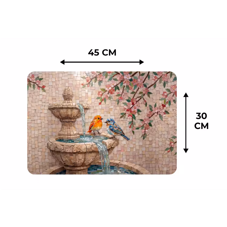 Vogel - fontein - mozaiek - kleurrijk - dieren Placemat vinyl groot -specs