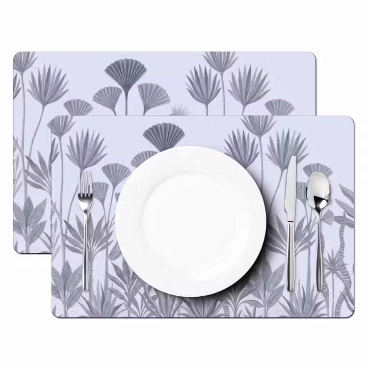 Vogel - Tropisch - Illustratie - Blauwgrijs - Natuur Placemat vinyl groot -zzsfeer2_Kitchenyeah-website