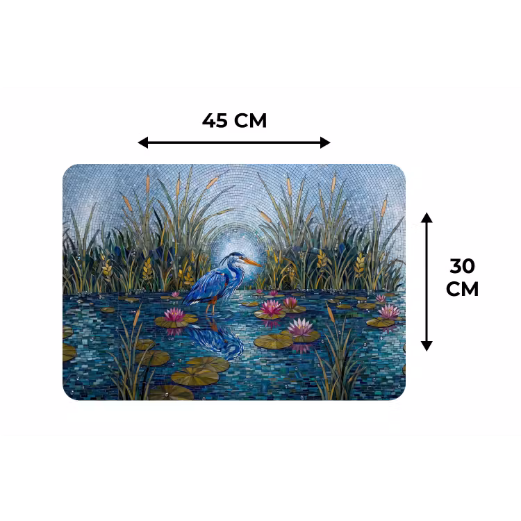Vogel - Water - Natuur - Abstract - Blauw Placemat vinyl groot -specs