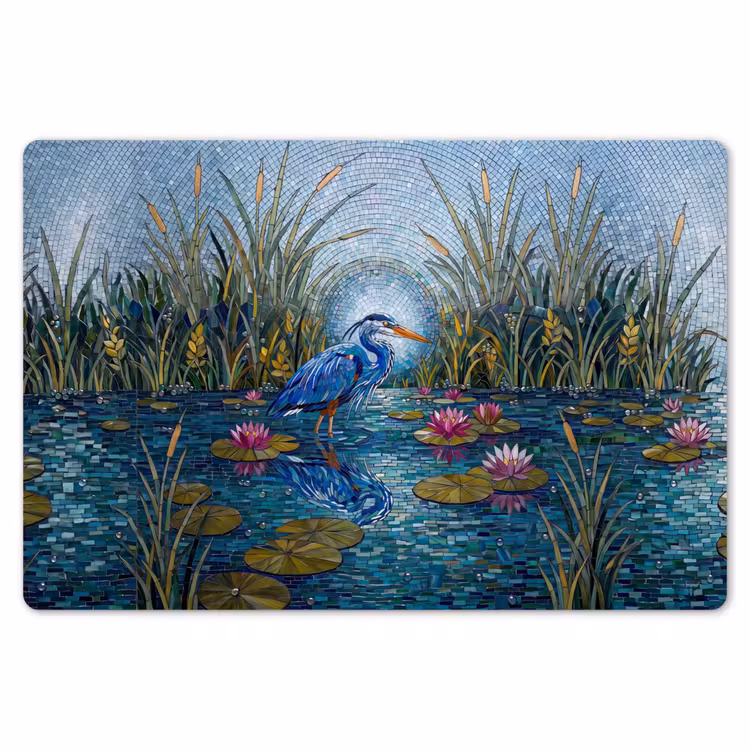 Vogel - Water - Natuur - Abstract - Blauw Placemat vinyl groot -zzsfeer1_Kitchenyeah-website