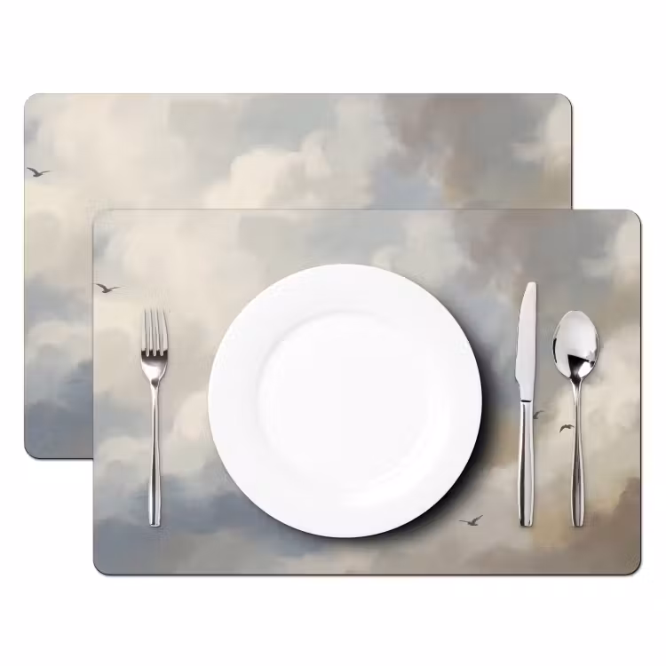 Vogel - Wolken - Natuur - Modern - Grijs Placemat vinyl groot -zzsfeer2_Kitchenyeah-website