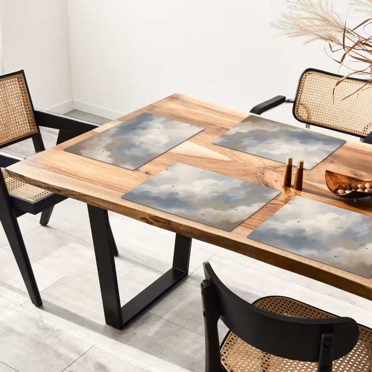 Vogel - Wolken - Natuur - Modern - Grijs Placemat vinyl groot -zzsfeer4_Kitchenyeah-website