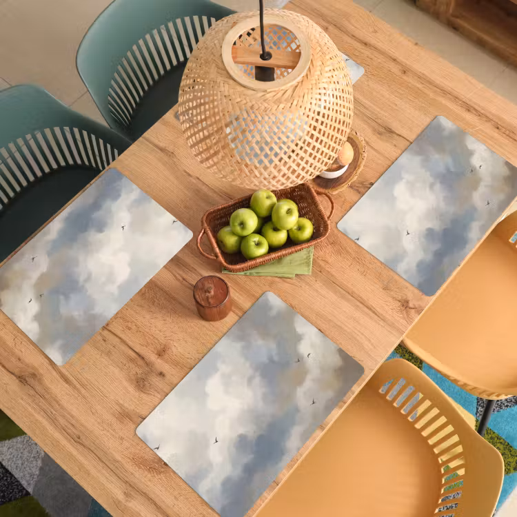 Vogel - Wolken - Natuur - Modern - Grijs Placemat vinyl groot -zzsfeer5_Kitchenyeah-website