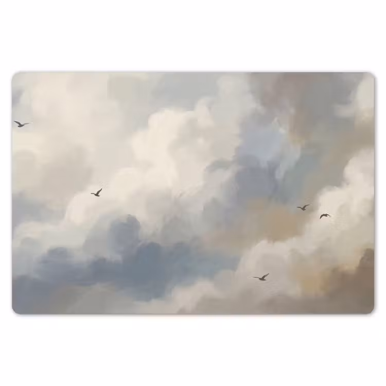 Vogel - Wolken - Natuur - Modern - Grijs Placemat vinyl groot -zzsfeer1_Kitchenyeah-website