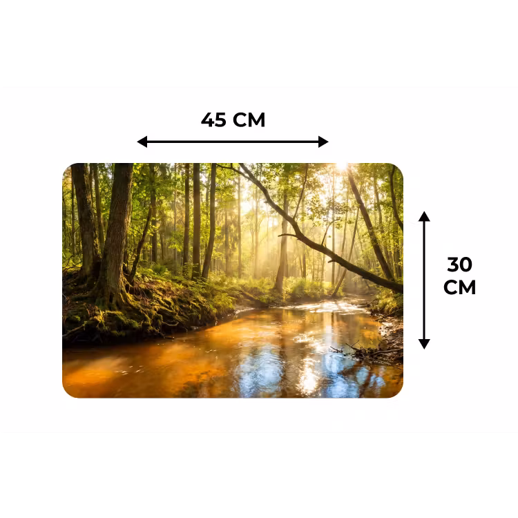 Bos - Beek - Zonlicht - Natuur - Groen Placemat vinyl groot -specs