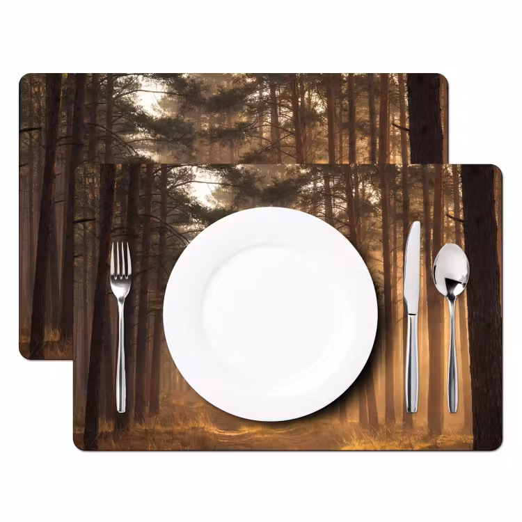Bos - Mist - Zonlicht Placemat vinyl groot -zzsfeer2_Kitchenyeah-website