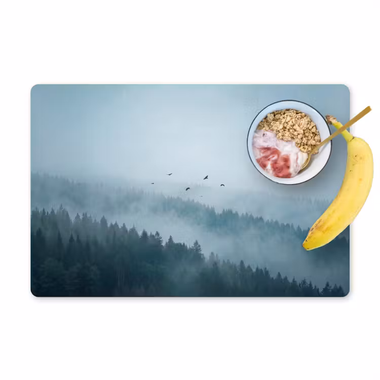 Bos - Mist - Vogels - Natuur - Groen Placemat vinyl groot -zzzproduct_Kitchenyeah-website