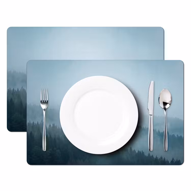 Bos - Mist - Vogels - Natuur - Groen Placemat vinyl groot -zzsfeer2_Kitchenyeah-website
