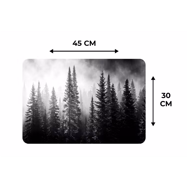 Bos - Mist - Winter - Monochroom - Natuur Placemat vinyl groot -specs
