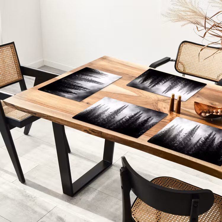 Bos - Mist - Winter - Monochroom - Natuur Placemat vinyl groot -zzsfeer4_Kitchenyeah-website