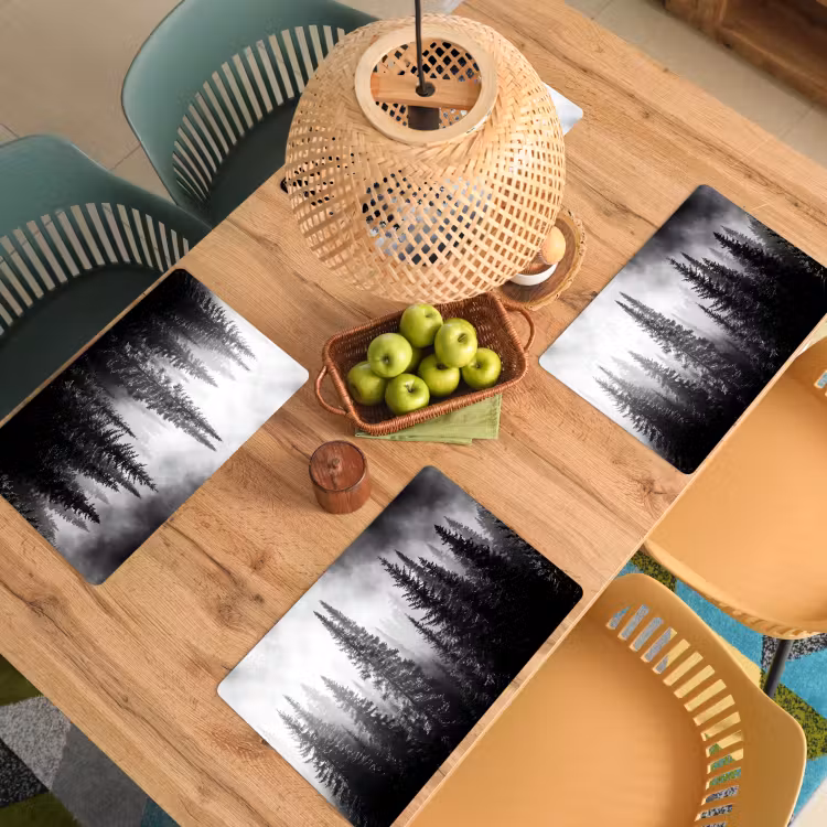 Bos - Mist - Winter - Monochroom - Natuur Placemat vinyl groot -zzsfeer5_Kitchenyeah-website