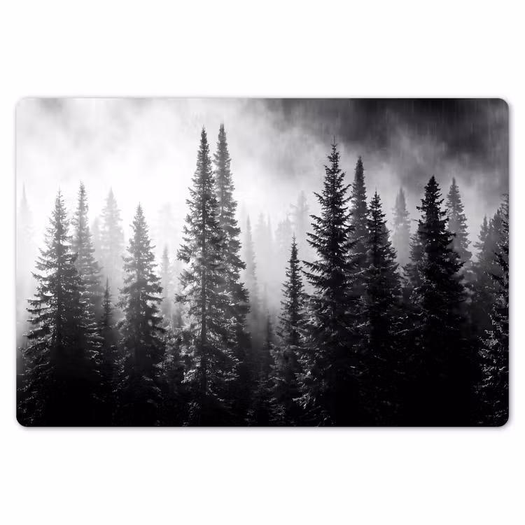 Bos - Mist - Winter - Monochroom - Natuur Placemat vinyl groot -zzsfeer1_Kitchenyeah-website