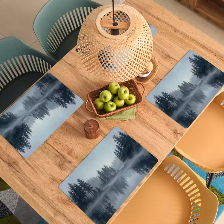 Bos - Meer - Mist - Natuur - Grijs Placemat vinyl groot -zzsfeer5_Kitchenyeah-website