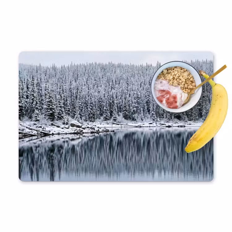 Bos - Reflectie - Meer - Winter - Serene Placemat vinyl groot -zzzproduct_Kitchenyeah-website