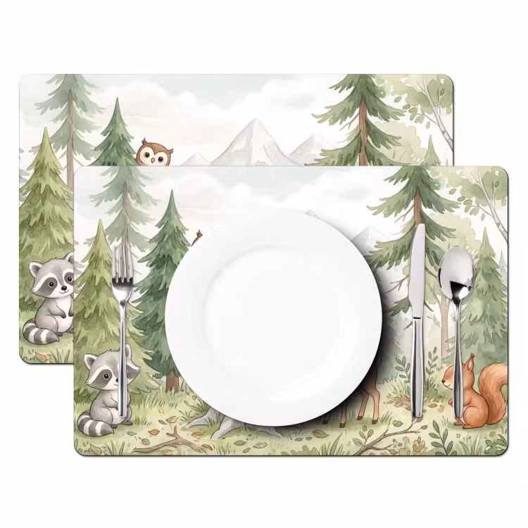 Bos - Dieren - Groen Placemat vinyl groot -zzsfeer2_Kitchenyeah-website
