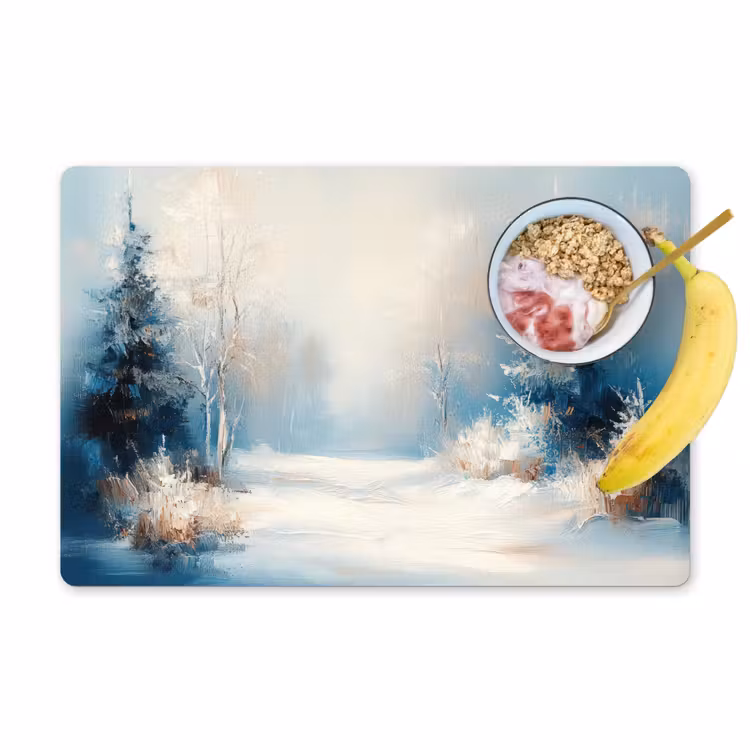 Bos - Winter - Natuur - Abstract - Sneeuw Placemat vinyl groot -zzzproduct_Kitchenyeah-website