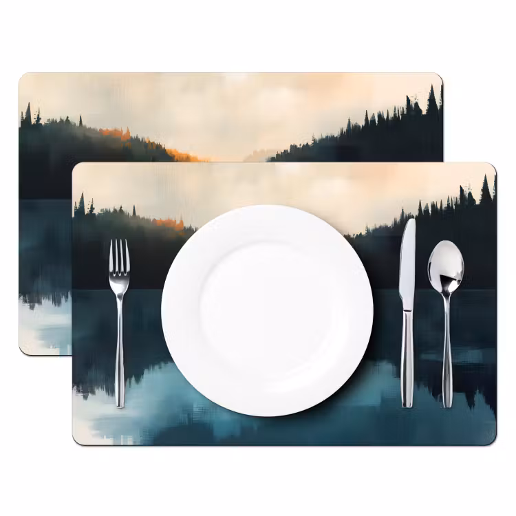 Bossen - Meer - Kano - Oranje Placemat vinyl groot -zzsfeer2_Kitchenyeah-website