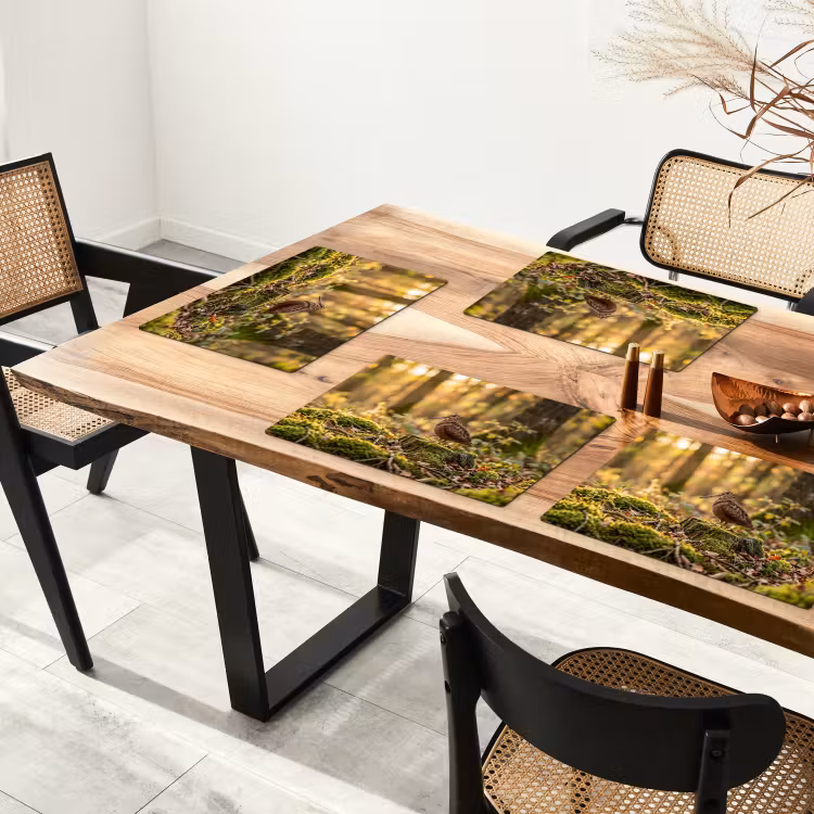 Houtsnip - Bos - Bladeren - Herfst - Gecamoufleerd Placemat vinyl groot -zzsfeer4_Kitchenyeah-website
