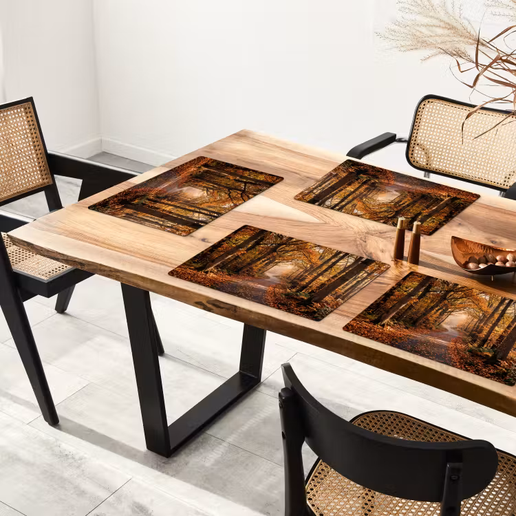 Bospad - Herfstbos - Bladeren - Oranje - Nostalgisch Placemat vinyl groot -zzsfeer4_Kitchenyeah-website