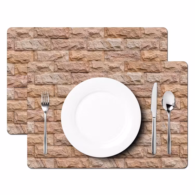 Muur - Steen - Ruw - Textuur - Beige Placemat vinyl groot -zzsfeer2_Kitchenyeah-website