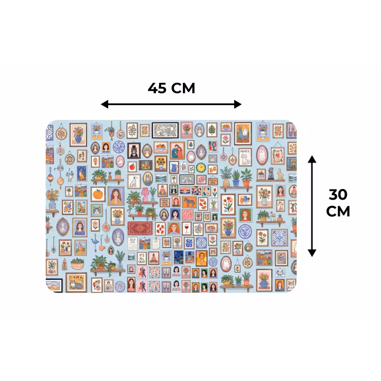 Wanddecoratie - Collectie - Huis - Illustratief - Kleurrijk Placemat vinyl groot -specs
