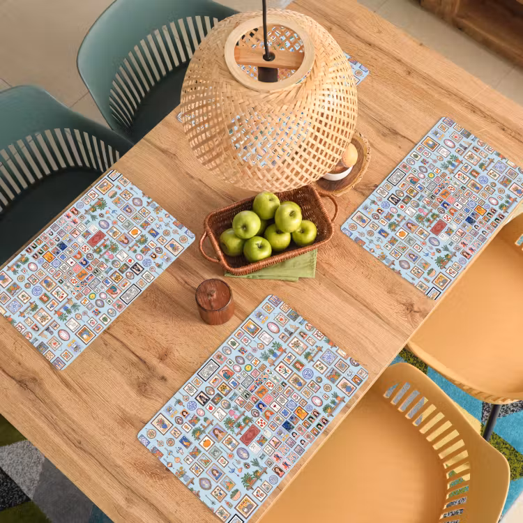 Wanddecoratie - Collectie - Huis - Illustratief - Kleurrijk Placemat vinyl groot -zzsfeer5_Kitchenyeah-website