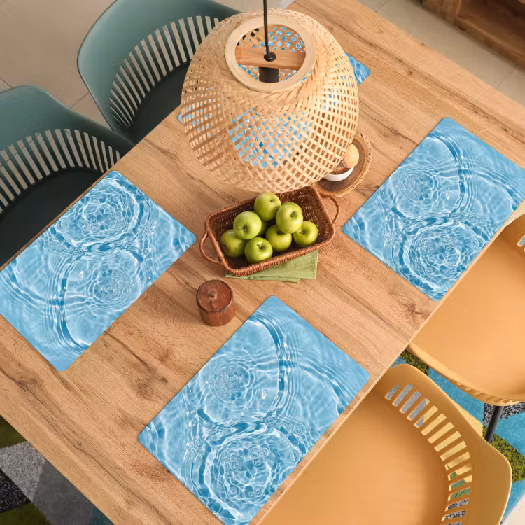Water - Blauw - bubbels Placemat vinyl groot -zzsfeer5_Kitchenyeah-website