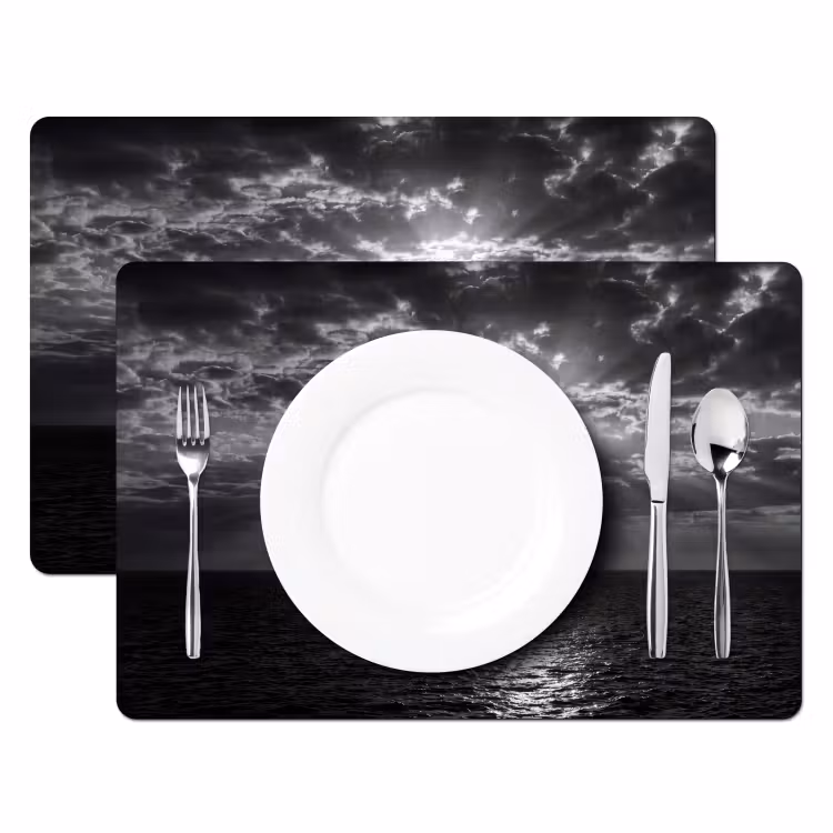 Water - Boot - Lucht - Natuur - Zwart-wit Placemat vinyl groot -zzsfeer2_Kitchenyeah-website