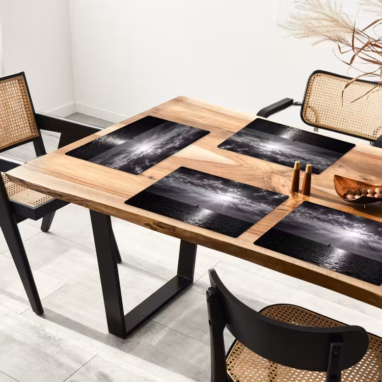 Water - Boot - Lucht - Natuur - Zwart-wit Placemat vinyl groot -zzsfeer4_Kitchenyeah-website