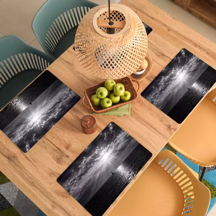 Water - Boot - Lucht - Natuur - Zwart-wit Placemat vinyl groot -zzsfeer5_Kitchenyeah-website