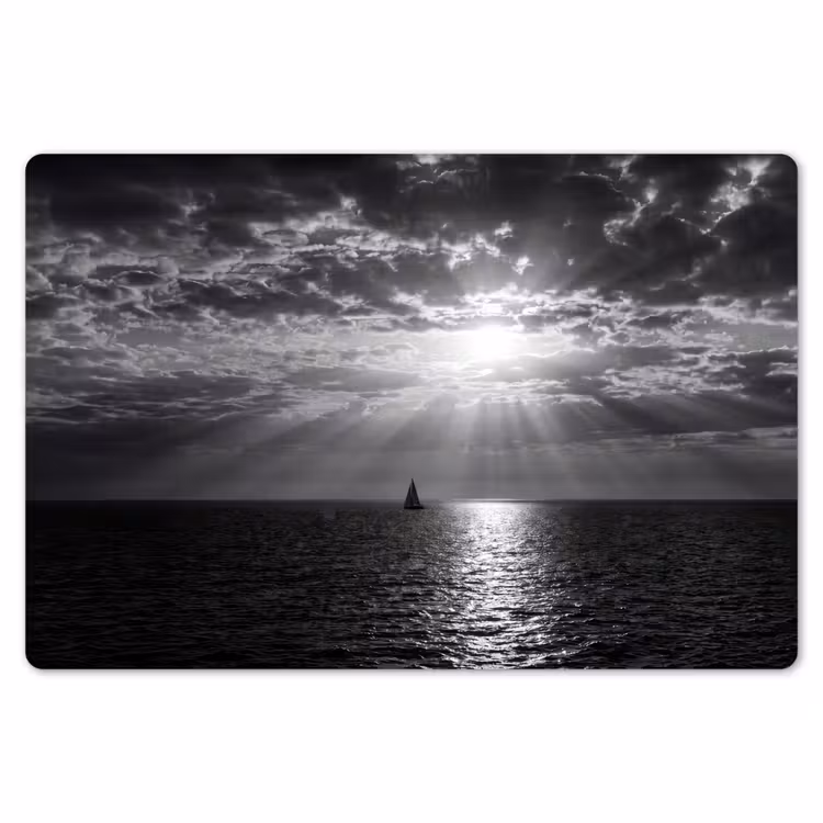 Water - Boot - Lucht - Natuur - Zwart-wit Placemat vinyl groot -zzsfeer1_Kitchenyeah-website