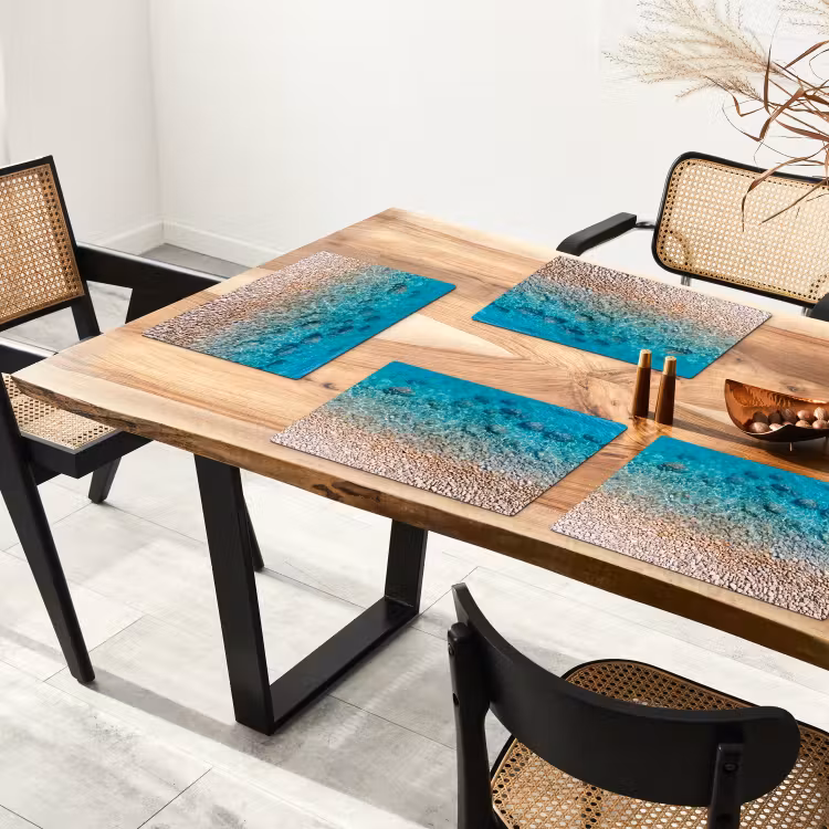 Water - Kiezels - Natuur - Levendig - Turkoois Placemat vinyl groot -zzsfeer4_Kitchenyeah-website