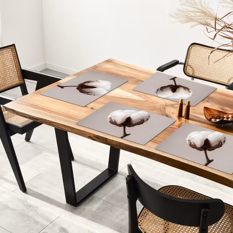 Katoenbol - Minimalistisch - Wit Placemat vinyl groot -zzsfeer4_Kitchenyeah-website