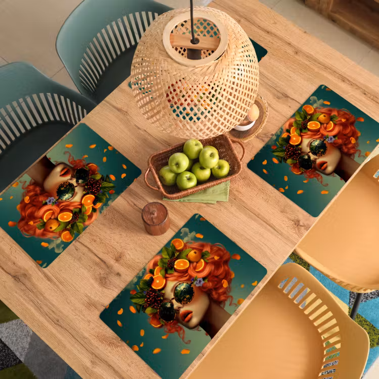Vrouw - Sinaasappel - Bessen - Oranje Placemat vinyl groot -zzsfeer5_Kitchenyeah-website