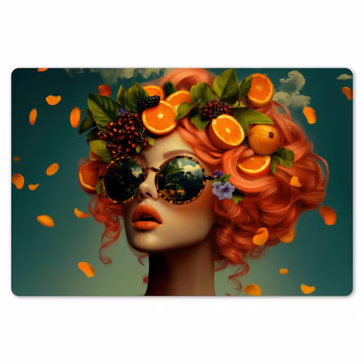Vrouw - Sinaasappel - Bessen - Oranje Placemat vinyl groot -zzsfeer1_Kitchenyeah-website