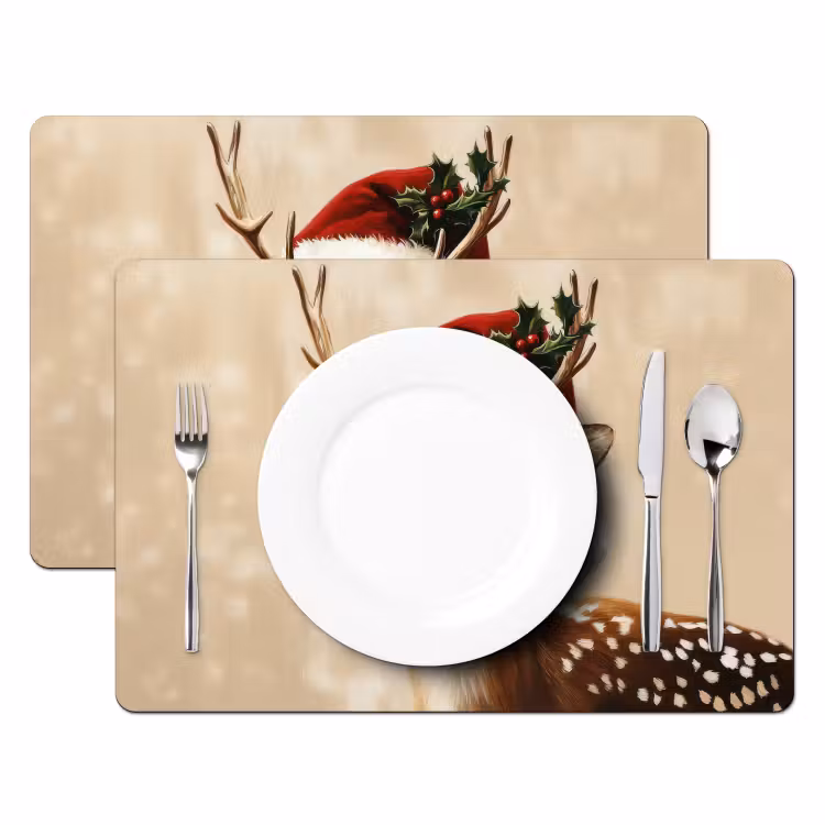 Kerst - Hert - Gewei - Rood Placemat vinyl groot -zzsfeer2_Kitchenyeah-website