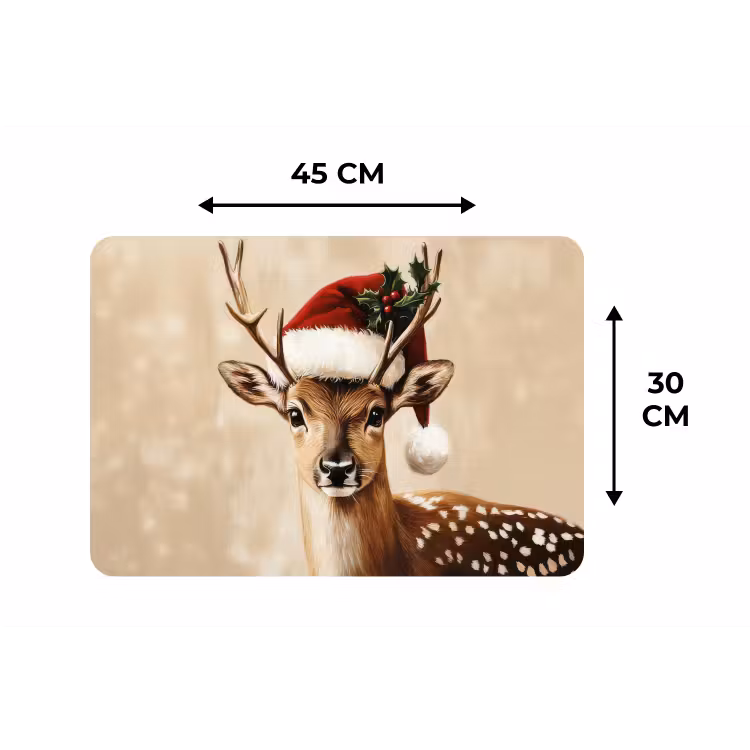 Kerst - Hert - Gewei - Rood Placemat vinyl groot -specs