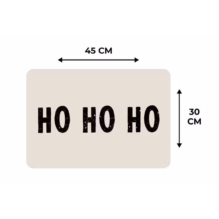 Kerstmis - Ho ho ho - Spreuken - Beige - Kerstman Placemat vinyl groot -specs
