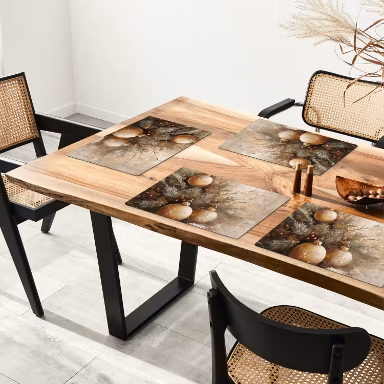 Kerst - Kerstballen - Beige - Goud Placemat vinyl groot -zzsfeer4_Kitchenyeah-website