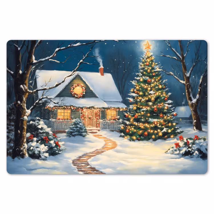 Kerst - Kerstboom - Winter - Huis - Sneeuw Placemat vinyl groot -zzsfeer1_Kitchenyeah-website
