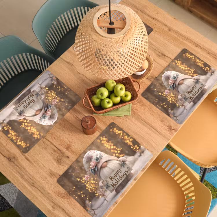 Kerst - Gnome - Bord - Kleurrijk Placemat vinyl groot -zzsfeer5_Kitchenyeah-website